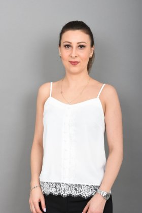 Блуза женская of White на тонких бретелях по низу кружево 0358