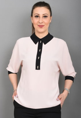 Блуза женская of White  креп шелк декор планка с пуговицами 0360