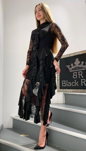 Женское платье Black Rich ажур на юбке волны 2055